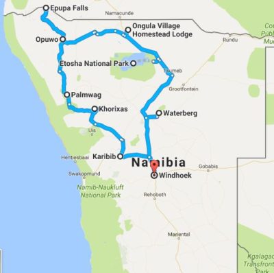 Namibia Selbstfahrer Reise Route 2 Wochen - Nordwesten