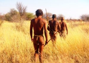 Buschleute auf traditioneller Jagd