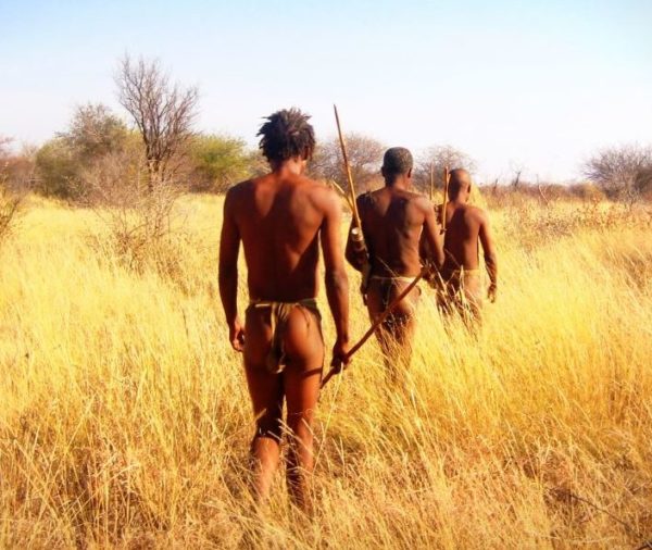 Buschleute auf Jagdausflug in Namibia im Lebenden Museum